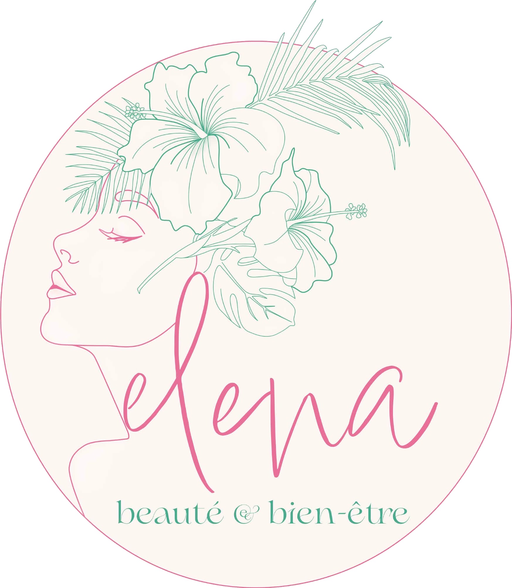 Logo elena, visage aux hibiscus